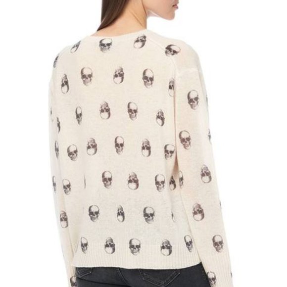 NWT 360 Cashmere Skull Jolie V-neck Chalk Sweater White Cream Small - Picture 3 of 10